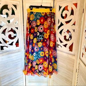 LuLaRoe Lucy floral, elastic waist, floor length, chiffon skirt NWT